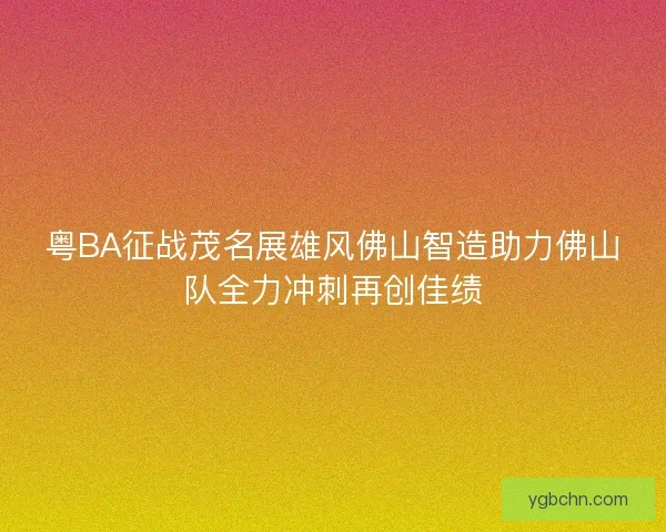 粤BA征战茂名展雄风佛山智造助力佛山队全力冲刺再创佳绩
